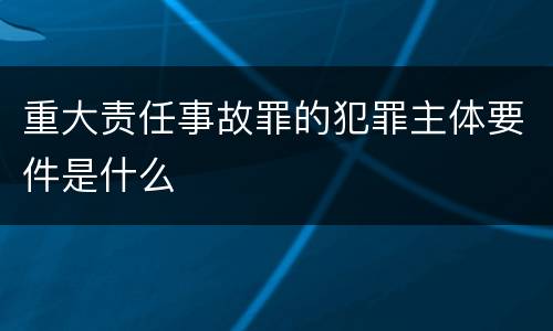 重大责任事故罪的犯罪主体要件是什么
