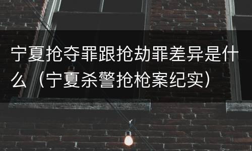 宁夏抢夺罪跟抢劫罪差异是什么（宁夏杀警抢枪案纪实）