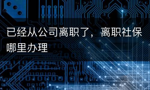 已经从公司离职了，离职社保哪里办理