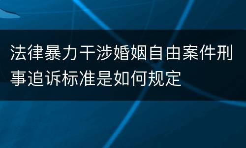 法律暴力干涉婚姻自由案件刑事追诉标准是如何规定