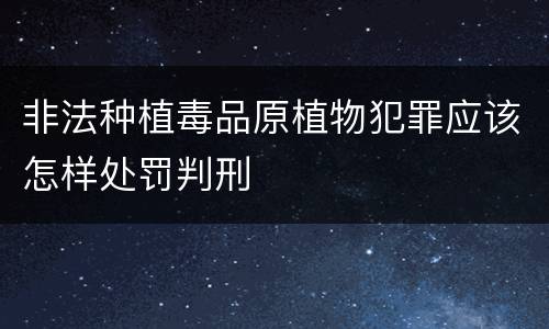 非法种植毒品原植物犯罪应该怎样处罚判刑