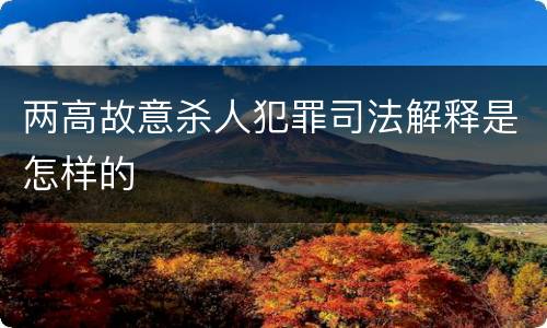 两高故意杀人犯罪司法解释是怎样的