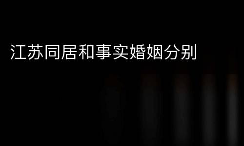 江苏同居和事实婚姻分别