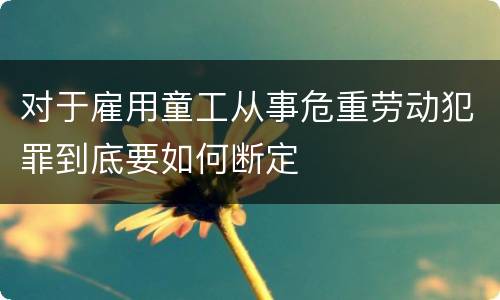 对于雇用童工从事危重劳动犯罪到底要如何断定
