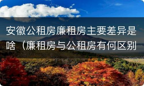 安徽公租房廉租房主要差异是啥（廉租房与公租房有何区别）
