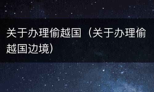关于办理偷越国（关于办理偷越国边境）