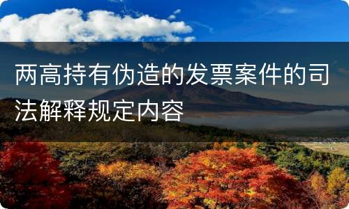 两高持有伪造的发票案件的司法解释规定内容