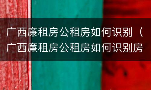 广西廉租房公租房如何识别（广西廉租房公租房如何识别房源）
