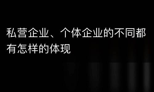 私营企业、个体企业的不同都有怎样的体现