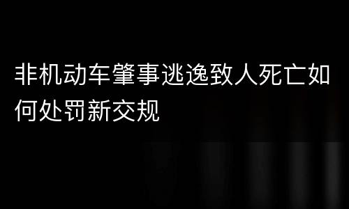 非机动车肇事逃逸致人死亡如何处罚新交规