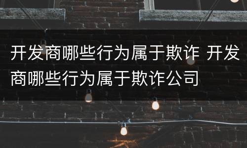 开发商哪些行为属于欺诈 开发商哪些行为属于欺诈公司