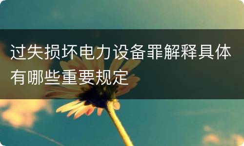 过失损坏电力设备罪解释具体有哪些重要规定