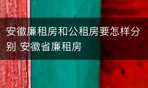 安徽廉租房和公租房要怎样分别 安徽省廉租房