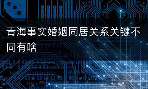 青海事实婚姻同居关系关键不同有啥