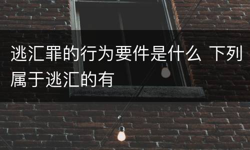 逃汇罪的行为要件是什么 下列属于逃汇的有