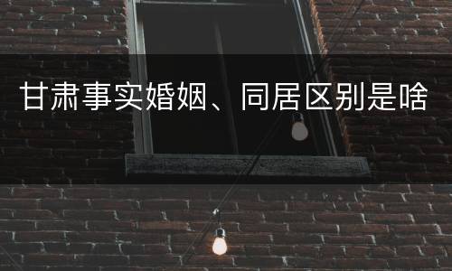 甘肃事实婚姻、同居区别是啥