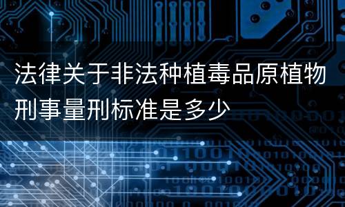 法律关于非法种植毒品原植物刑事量刑标准是多少