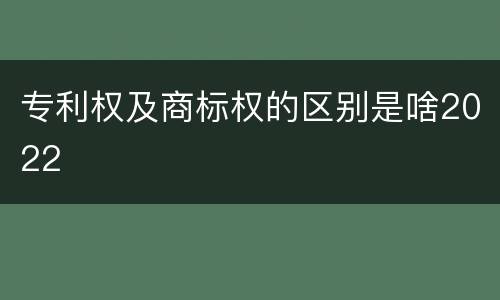 专利权及商标权的区别是啥2022