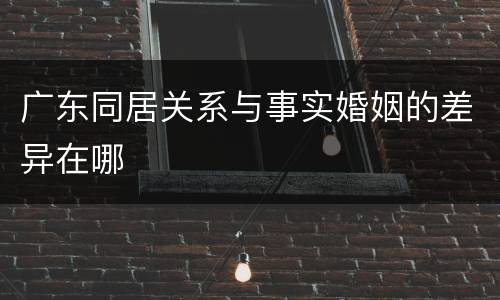 广东同居关系与事实婚姻的差异在哪