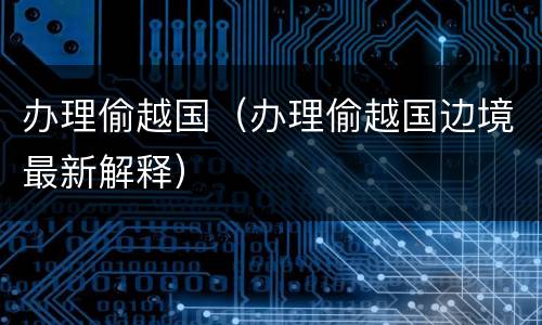 办理偷越国（办理偷越国边境最新解释）