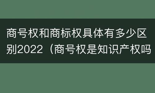 商号权和商标权具体有多少区别2022（商号权是知识产权吗）