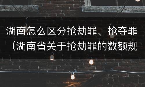 湖南怎么区分抢劫罪、抢夺罪（湖南省关于抢劫罪的数额规定）