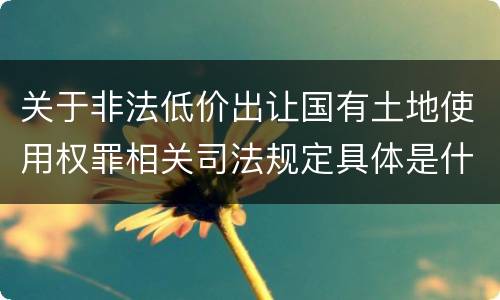 关于非法低价出让国有土地使用权罪相关司法规定具体是什么主要内容