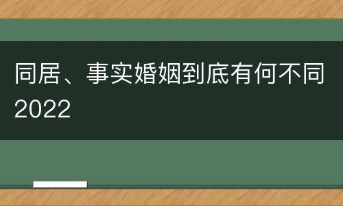 同居、事实婚姻到底有何不同2022
