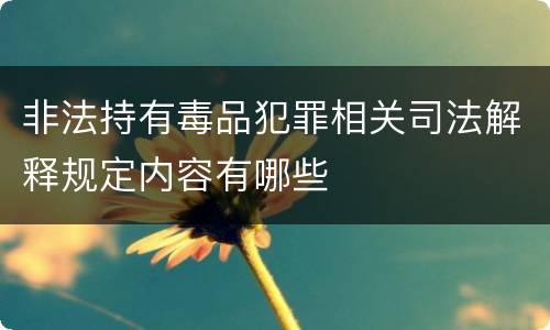 非法持有毒品犯罪相关司法解释规定内容有哪些