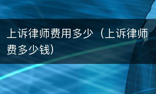 上诉律师费用多少（上诉律师费多少钱）