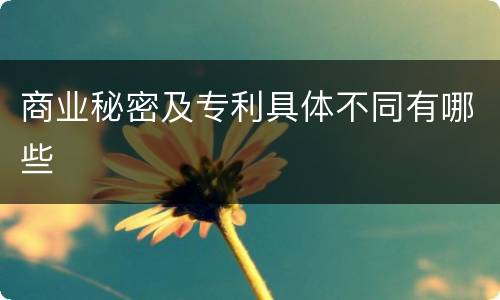 商业秘密及专利具体不同有哪些