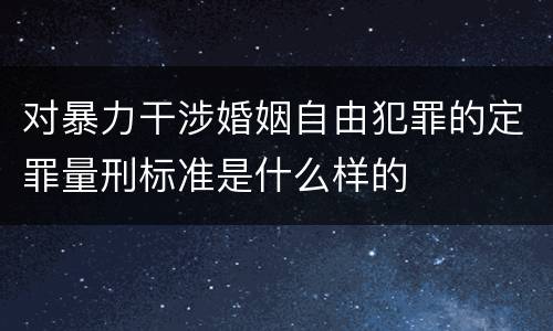 对暴力干涉婚姻自由犯罪的定罪量刑标准是什么样的