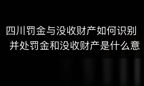 四川罚金与没收财产如何识别 并处罚金和没收财产是什么意思