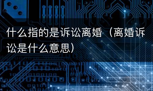 什么指的是诉讼离婚（离婚诉讼是什么意思）