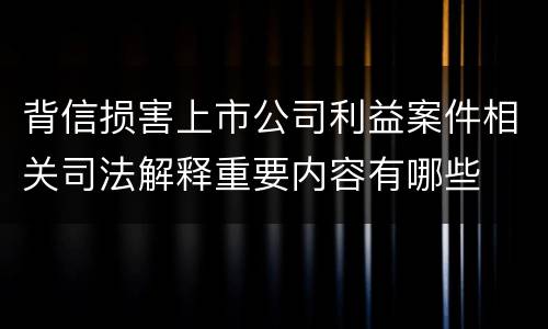 背信损害上市公司利益案件相关司法解释重要内容有哪些