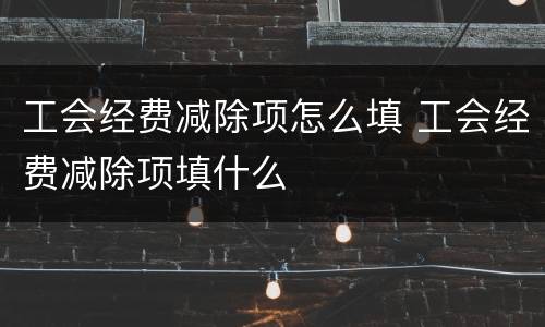 工会经费减除项怎么填 工会经费减除项填什么