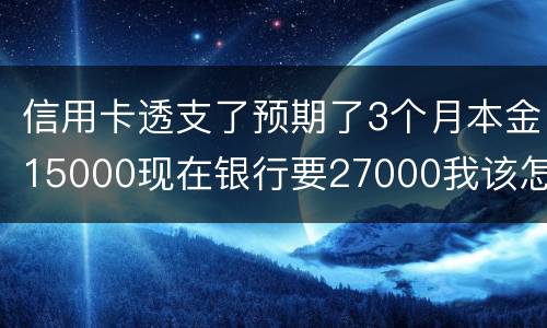 信用卡透支了预期了3个月本金15000现在银行要27000我该怎么办