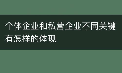 个体企业和私营企业不同关键有怎样的体现