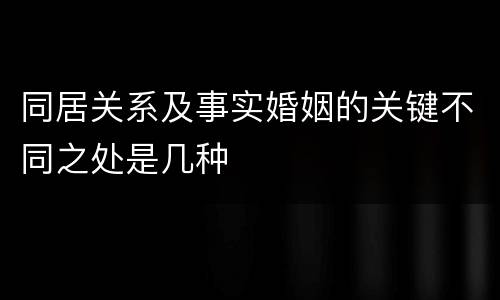 同居关系及事实婚姻的关键不同之处是几种