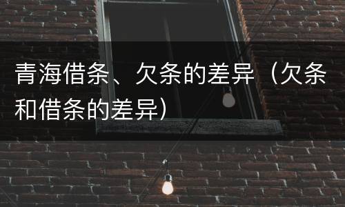 青海借条、欠条的差异（欠条和借条的差异）