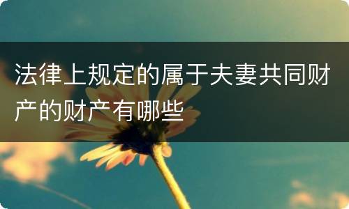 法律上规定的属于夫妻共同财产的财产有哪些