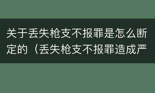关于丢失枪支不报罪是怎么断定的（丢失枪支不报罪造成严重后果）