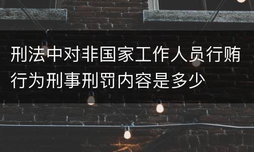 刑法中对非国家工作人员行贿行为刑事刑罚内容是多少