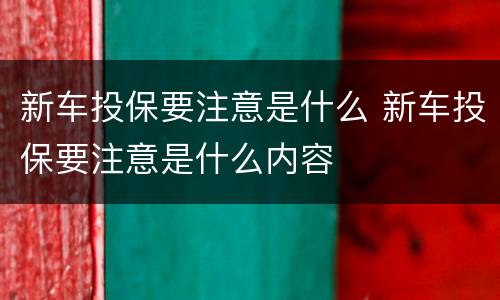 新车投保要注意是什么 新车投保要注意是什么内容