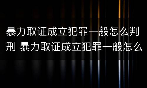 暴力取证成立犯罪一般怎么判刑 暴力取证成立犯罪一般怎么判刑的