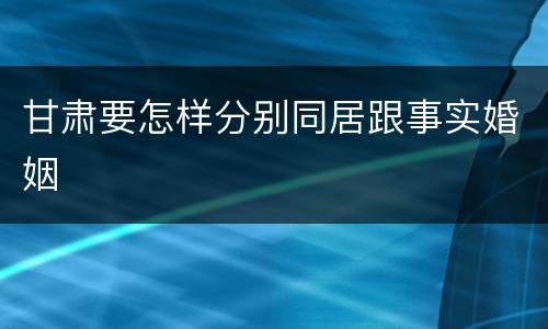 甘肃要怎样分别同居跟事实婚姻