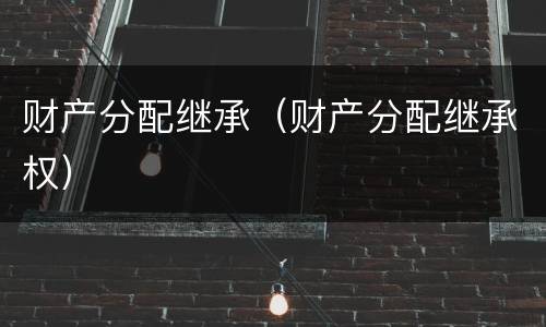 财产分配继承（财产分配继承权）