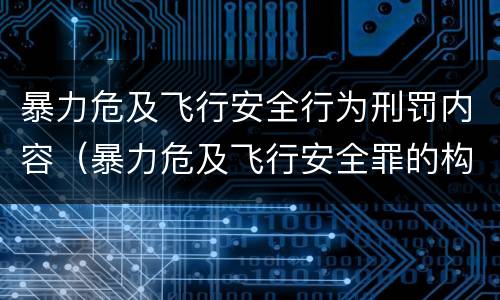 暴力危及飞行安全行为刑罚内容（暴力危及飞行安全罪的构成要件）