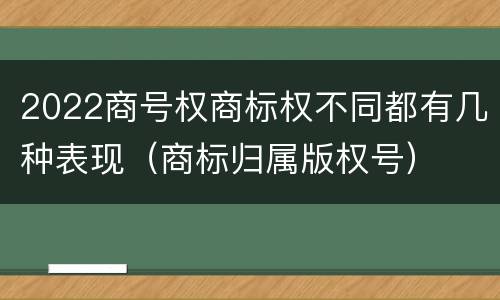 2022商号权商标权不同都有几种表现（商标归属版权号）
