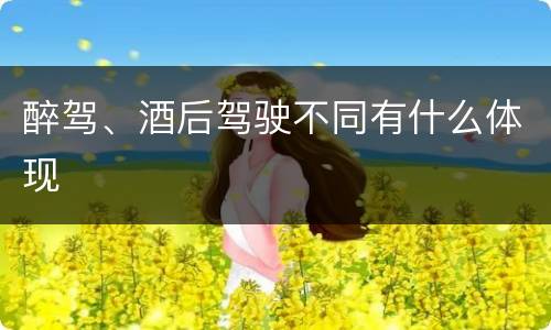 醉驾、酒后驾驶不同有什么体现